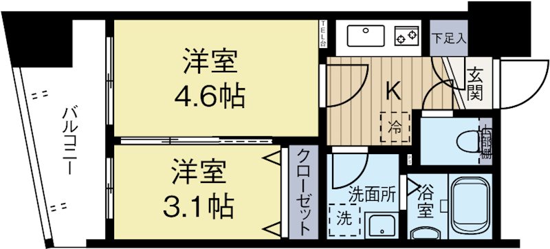 グランフォーレ地行 603号室 間取り