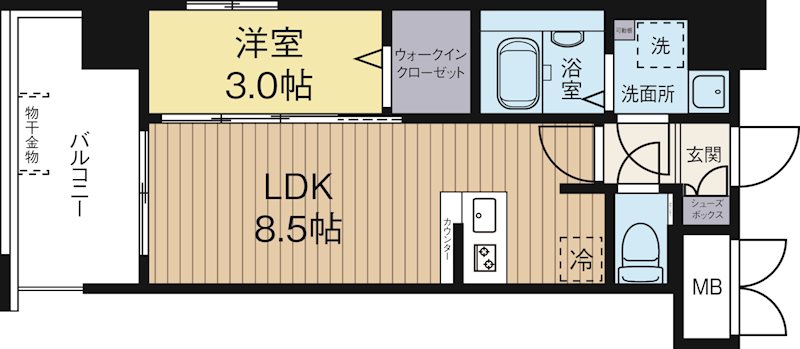 グランフォーレ県庁前アネックス 401号室 間取り