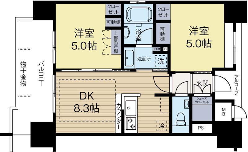 エステムプラザ福岡県庁前ネオシス 1401号室 間取り