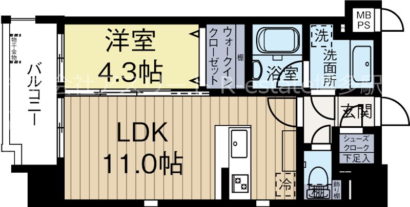 プレスタイル大濠公園 704号室 間取り