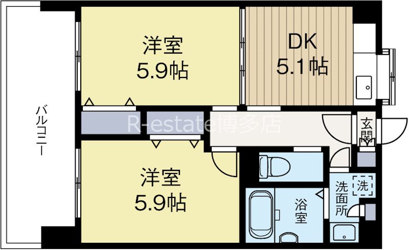 クリムゾン吉塚 1005号室 間取り