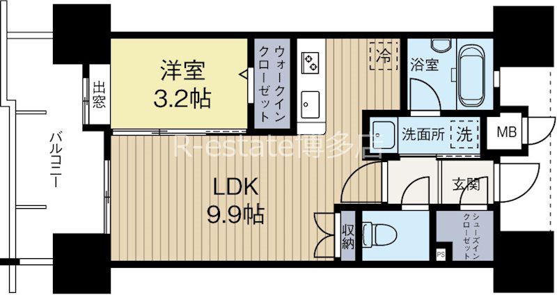 アクタス福岡県庁前グランネクスト 804号室 間取り