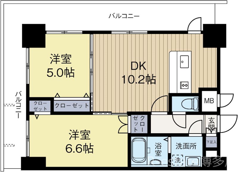 クラブオリエントNo72ハーバーイーストタワー 2006号室 間取り
