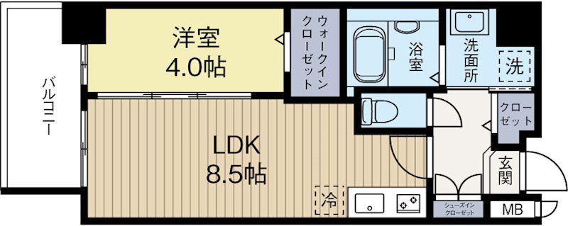 グランカーサ渡辺通 401号室 間取り