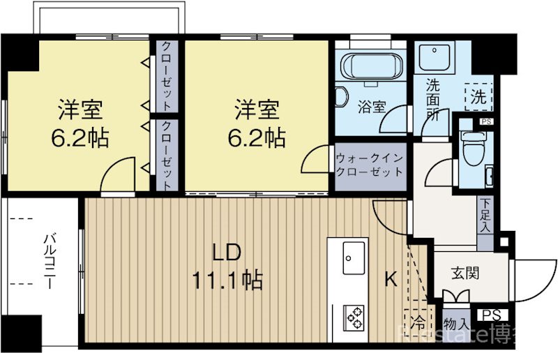 プライマル福岡平尾 303号室 間取り