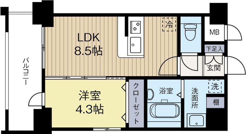 フロッソダリア博多駅前 802号室 間取り