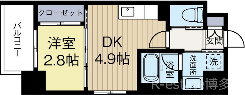モダンパラッツォ警固 405号室 間取り