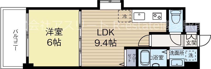 クレベール博多 605号室 間取り