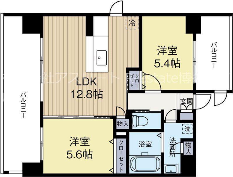 クリムゾン吉塚 806号室 間取り
