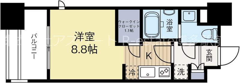 パークアクシス福岡県庁前 801号室 間取り