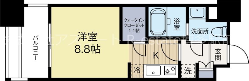 パークアクシス福岡県庁前 1303号室 間取り