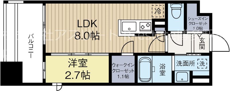 パークアクシス福岡県庁前 411号室 間取り