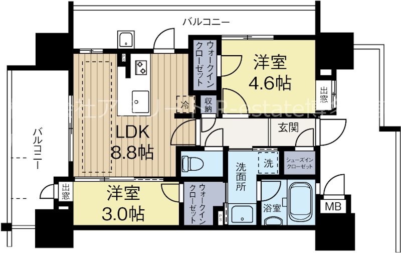 アクタス福岡県庁前グランネクスト 1101号室 間取り