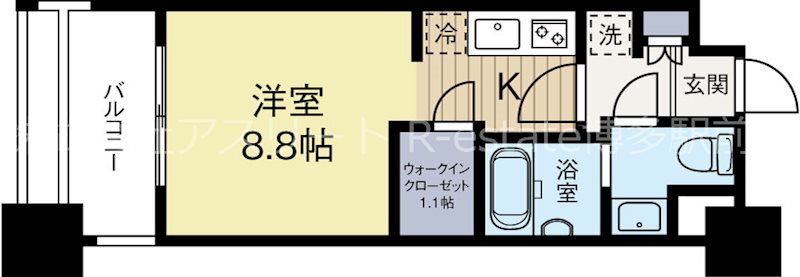 パークアクシス福岡県庁前 804号室 間取り