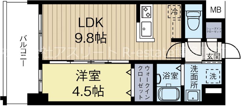 S-RESIDENCE中呉服 1103号室 間取り