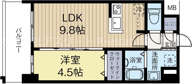 S-RESIDENCE中呉服 303号室 間取り