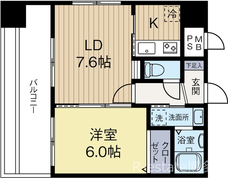 DSタワー大博通り 606号室 間取り