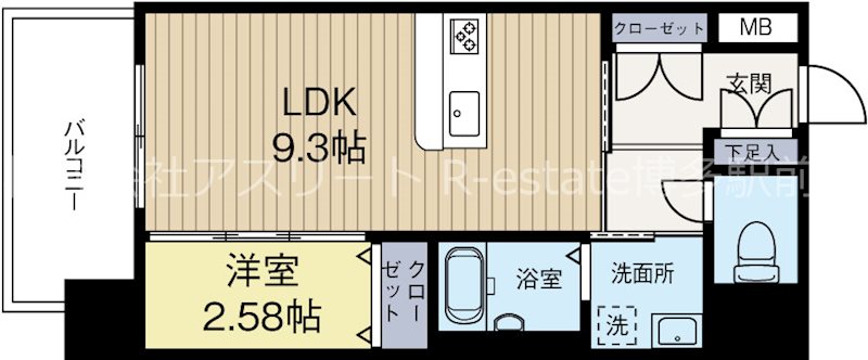 サードプレイス吉塚駅前 603号室 間取り