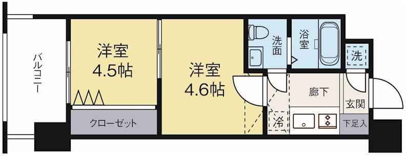 No46Vプロジェクト2100天神 1022号室 間取り