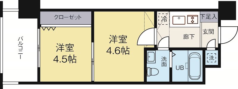 No46Vプロジェクト2100天神 921号室 間取り