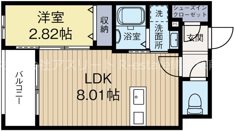 ソルヴェール馬出 302号室 間取り
