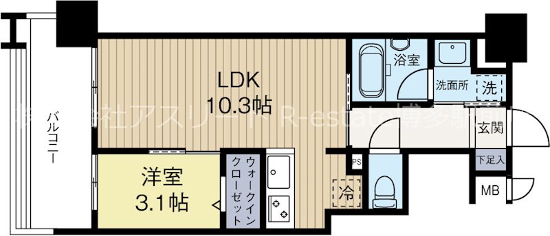 RJRプレシア百年橋 1405号室 間取り
