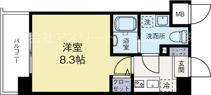 アクアシティ警固 802号室 間取り