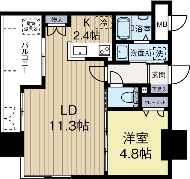 アクタス渡辺通パークシティ 605号室 間取り