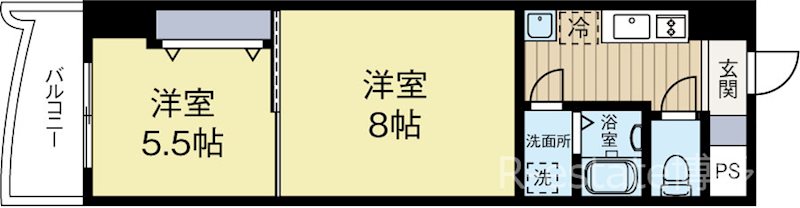 ロイヤル渡辺通154 804号室 間取り