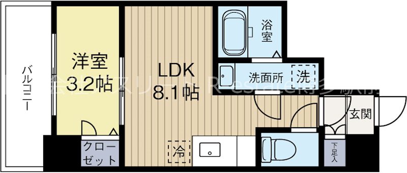 モダンパラッツォ大濠公園 802号室 間取り