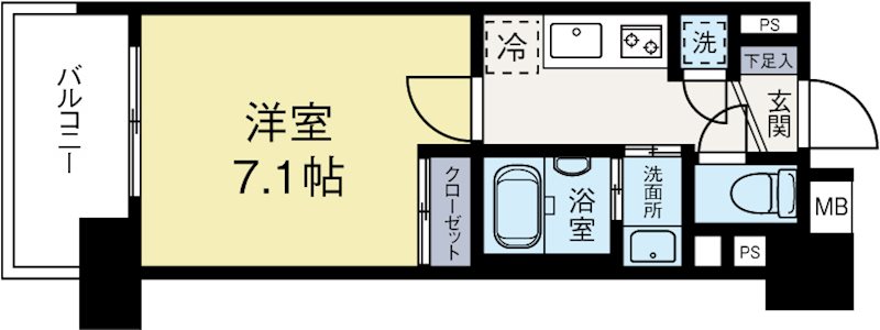 ウィルドゥ中洲 411号室 間取り
