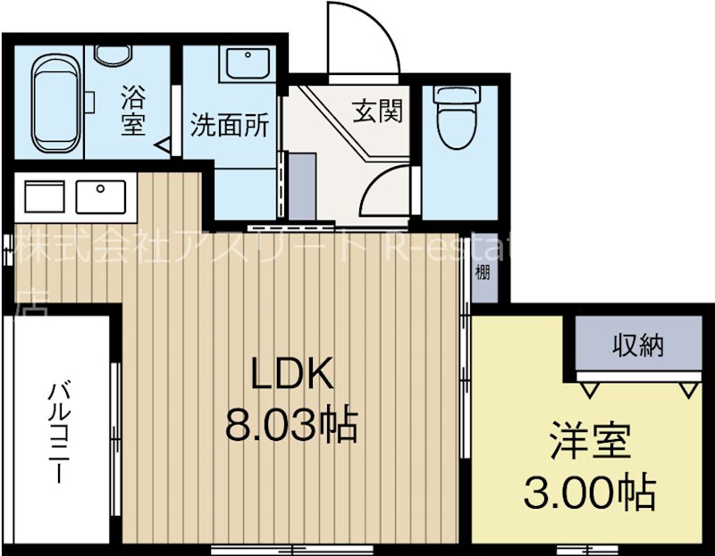 ソルヴェール馬出 407号室 間取り