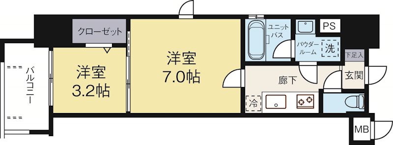 アクタス博多駅東2スクエア 1301号室 間取り