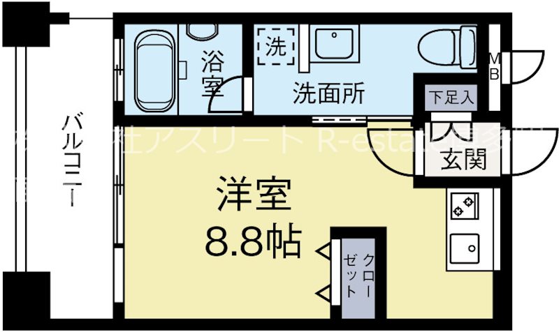 レジディア警固 1306号室 間取り