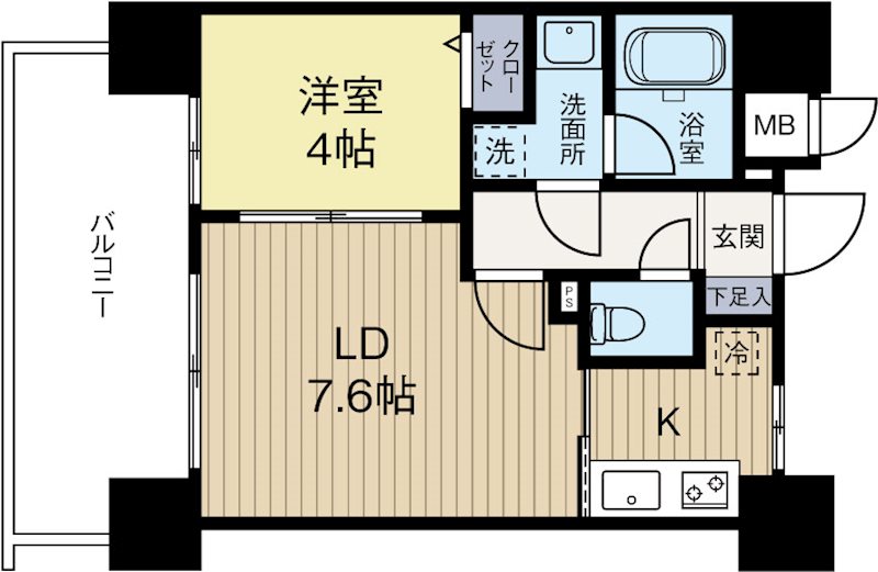 リアンシエルブルー東公園 1002号室 間取り