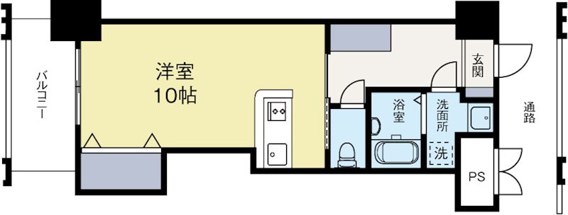 ロイヤル渡辺通2 88 1002号室 間取り