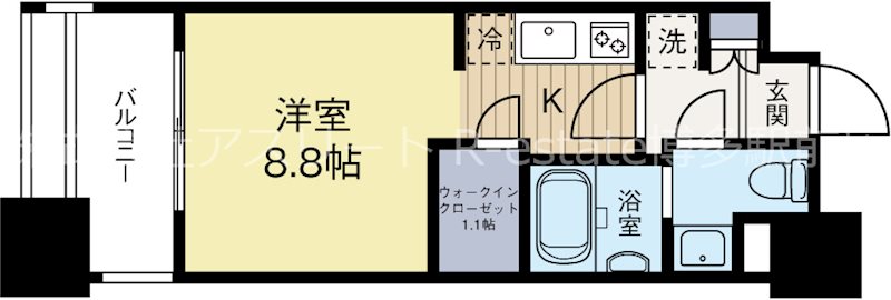パークアクシス福岡県庁前 909号室 間取り