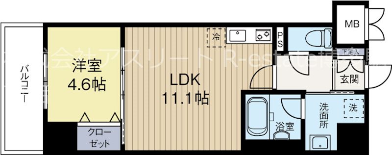 D-room gracious平尾 606号室 間取り