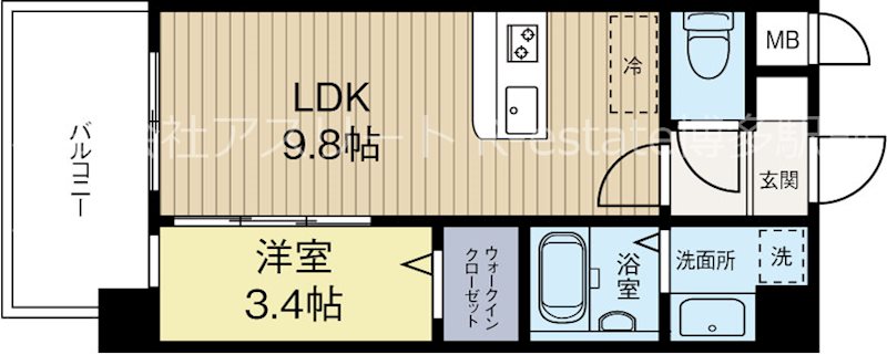 JugameCP吉塚 1002号室 間取り