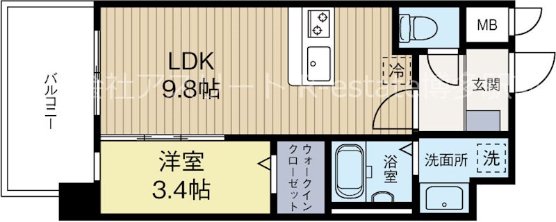 JugameCP吉塚 801号室 間取り
