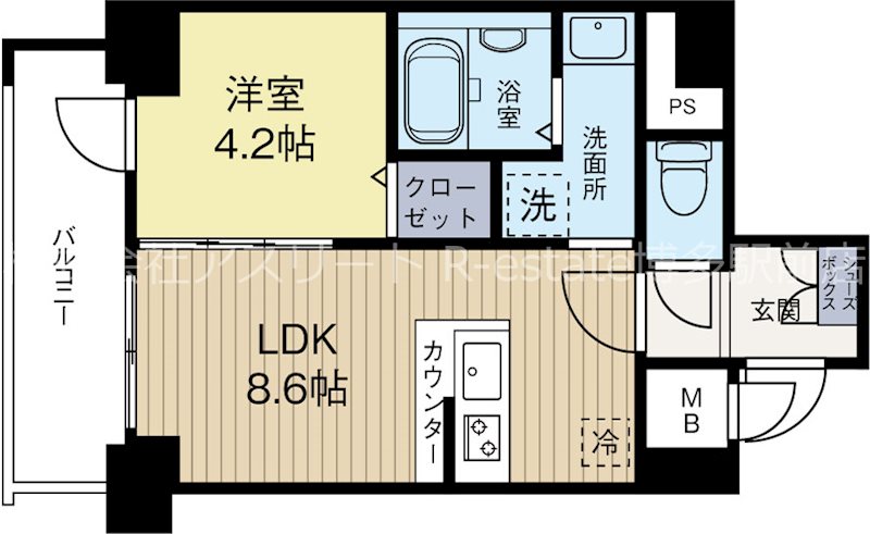 メゾンドリエール博多 604号室 間取り