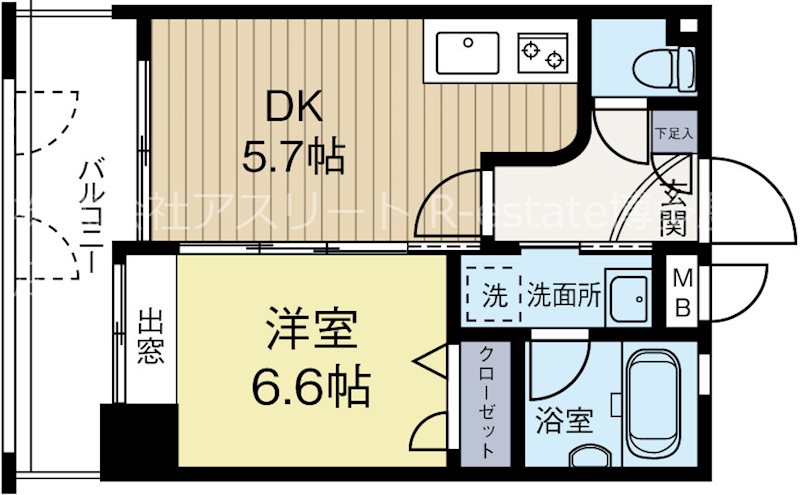 アクタス天神2 402号室 間取り