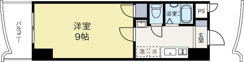 ロイヤル渡辺通154 1510号室 間取り