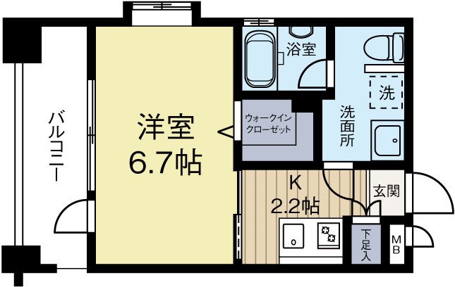 レジディア警固 707号室 間取り
