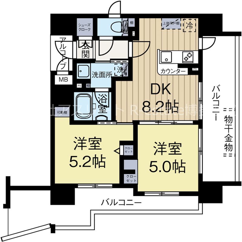 エステムプラザ天神サウスイースト 905号室 間取り