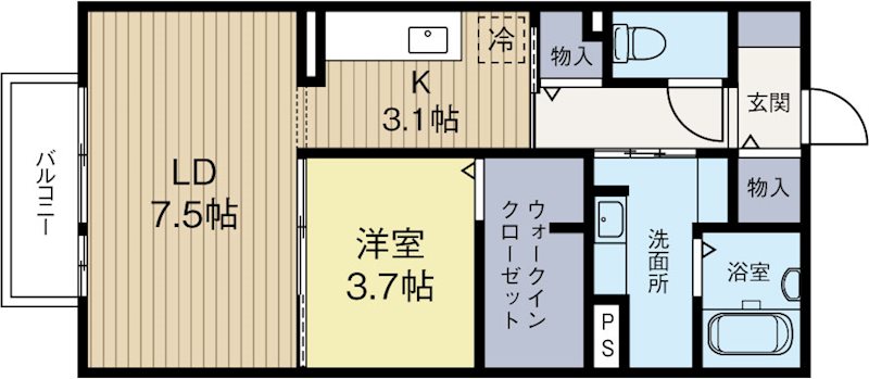 ブランドール馬出 102号室 間取り