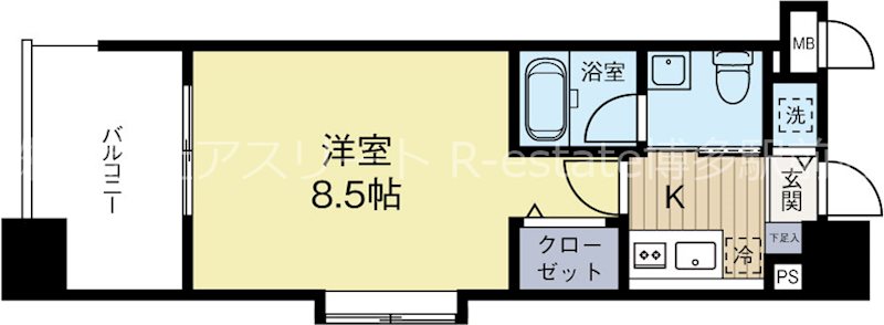 S-FORT福岡県庁前 1405号室 間取り