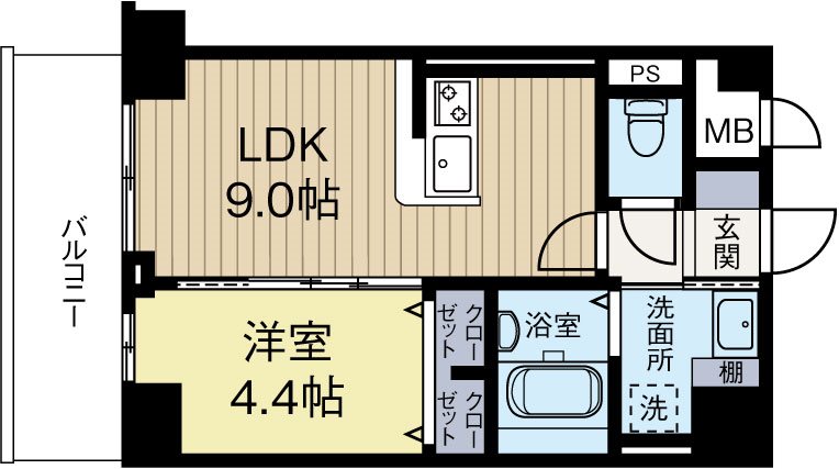 リシェ薬院 702号室 間取り