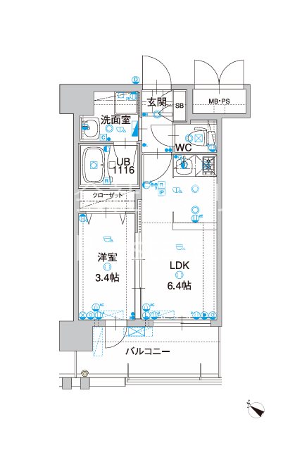 アルファシオレヴァーク 404号室 間取り