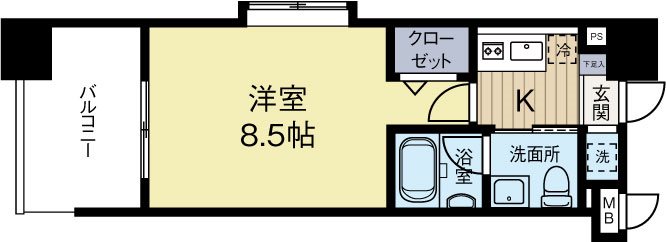 S-FORT福岡県庁前 1008号室 間取り